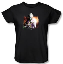 Batman Ladies T-Shirt - Arkham City Certified Insane Black Tee