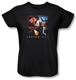 Batman Ladies T-Shirt - Arkham City Escape Is Impossible Black Tee