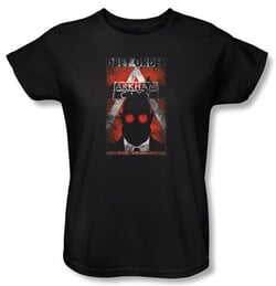 Batman Ladies T-Shirt - Arkham City Obey Order Poster Black Tee