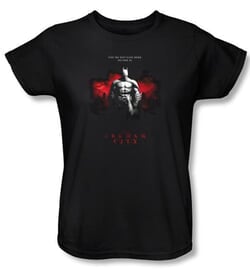 Batman Ladies T-Shirt - Arkham City Standing Strong Black Tee