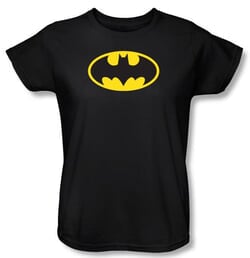 Batman Ladies T-Shirt - Classic Logo Black Tee