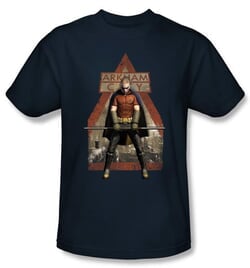 Batman T-Shirt - Arkham City Arkham Robin Adult Navy Tee