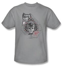 Batman T-Shirt - Batman's Face Adult Silver Gray Tee