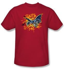 Batman T-Shirt - Bats Don't Scare Me Adult Red Tee