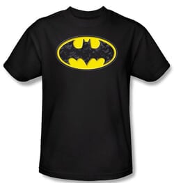 Batman T-Shirt - Bats In Logo Adult Black Tee