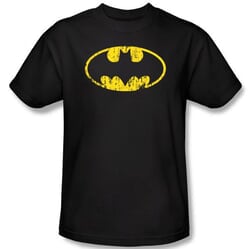 Batman T-Shirt - Classic Logo Distressed Adult Black Tee