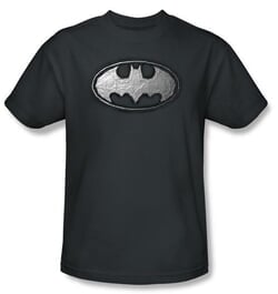 Batman T-Shirt - Duct Tape Logo Adult Charcoal Grey Tee