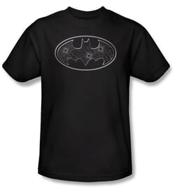 Batman T-Shirt - Glass Holes Logo Adult Black T-shirt Tee Shirt