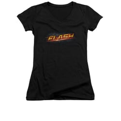 Flash Shirt Juniors V Neck Logo Black T-Shirt