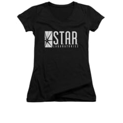 Flash Shirt Juniors V Neck Star Labs Black T-Shirt