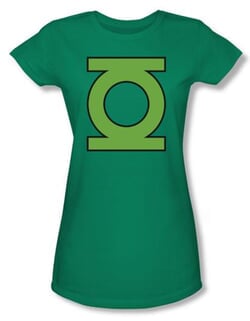 Green Lantern Juniors T-shirt Gl Emblem Girly Kelly Green Tee