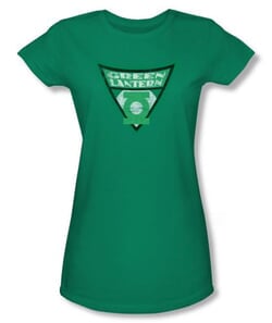 Green Lantern Juniors T-shirt - Green Lantern Shield Kelly Green Tee