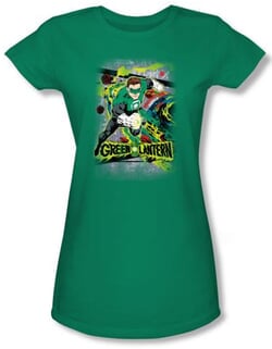 Green Lantern Juniors T-shirt Space Sector 2814 Kelly Green Girly Tee