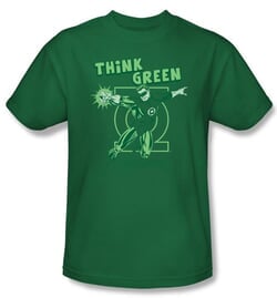 Green Lantern Kids T-shirt Think Green Youth Kelly Green Tee