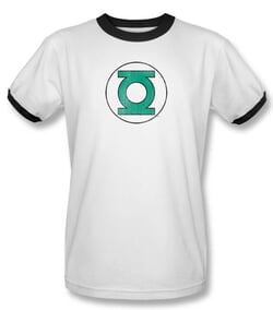 Green Lantern Ringer T-shirt Distressed DC Comics White/Black Tee