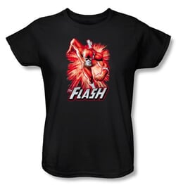 Justice League Ladies T-shirt The Flash Red and Gray Black Tee