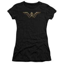 Justice League Movie Juniors Shirt Wonder Woman Logo Black T-Shirt