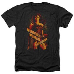 Justice League Movie Shirt Wonder Woman Heather Black T-Shirt