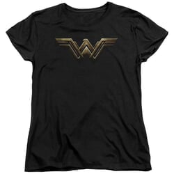 Justice League Movie Womens Shirt Wonder Woman Logo Black T-Shirt