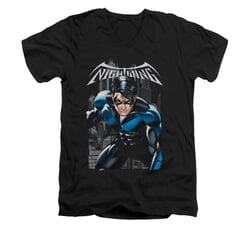 Nightwing DC Comics Shirt A Legacy Slim Fit V Neck Black Tee T-Shirt