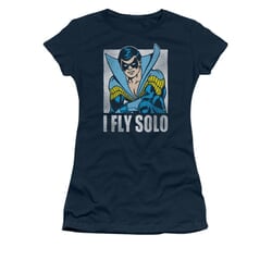 Nightwing DC Comics Shirt Fly Solo Juniors Navy Blue Tee T-Shirt