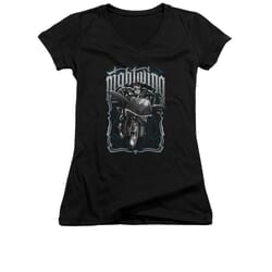 Nightwing DC Comics Shirt Juniors V Neck Biker Black Tee T-Shirt