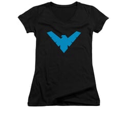 Nightwing DC Comics Shirt Juniors V Neck Symbol Black Tee T-Shirt