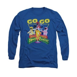 Power Rangers Shirt Go Go Long Sleeve Royal Blue Tee T-Shirt