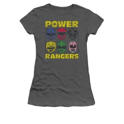 Power Rangers Shirt Juniors Heads Charcoal T-Shirt