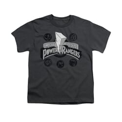 Power Rangers Shirt Kids Power Coins Charcoal T-Shirt