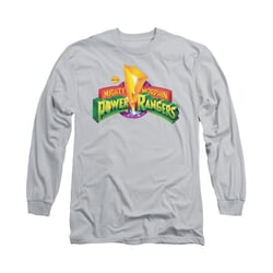 Power Rangers Shirt Logo Long Sleeve Silver Tee T-Shirt