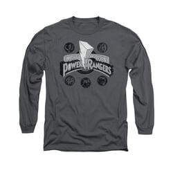 Power Rangers Shirt Power Coins Long Sleeve Charcoal Tee T-Shirt