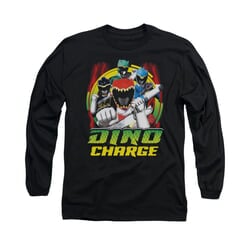 Power Rangers Shirt Red Lightning Long Sleeve Black Tee T-Shirt