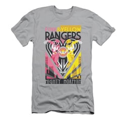 Power Rangers Shirt Slim Fit Pink And Yellow Ranger Silver T-Shirt