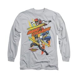 Power Rangers Shirt Swords Out Long Sleeve Silver Tee T-Shirt