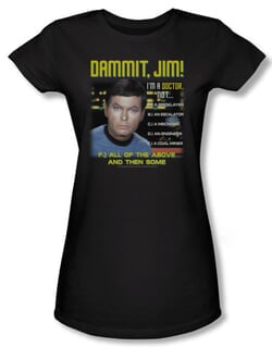 Star Trek Juniors Shirt Dr McCoy All of The Above Black Tee T-Shirt