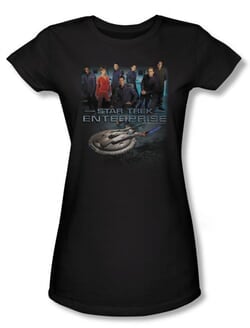 Star Trek Juniors Shirt Enterprise Crew Black Tee T-Shirt