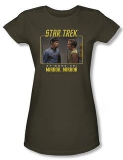 Star Trek Juniors Shirt Mirror Mirror Military Green Tee T-Shirt