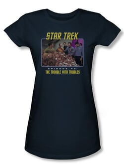 Star Trek Juniors Shirt The Trouble With Tribbles Navy T-shirt Tee