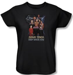 Star Trek Ladies Shirt Ds9 Crew Black T-Shirt Tee