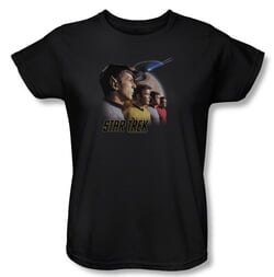 Star Trek Ladies Shirt Forward To Adventure Black Tee T-Shirt