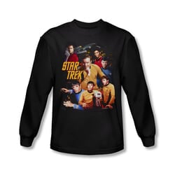 Star Trek Shirt At The Controls Long Sleeve Black Tee T-Shirt