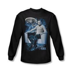 Star Trek Shirt Captain's Chair Long Sleeve Black Tee T-Shirt