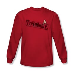 Star Trek Shirt Expendable Long Sleeve Red Tee T-Shirt