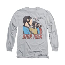 Star Trek Shirt Federation Men Long Sleeve Silver Tee T-Shirt