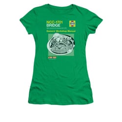 Star Trek Shirt Juniors Bridge Manual Kelly Green T-Shirt