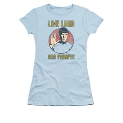 Star Trek Shirt Juniors Live Long Light Blue T-Shirt