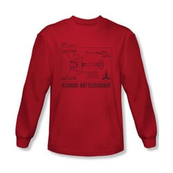 Star Trek Shirt Klingon Battlecruiser Long Sleeve Red Tee T-Shirt