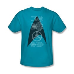 Star Trek Shirt Line Of Ships Turquoise T-Shirt