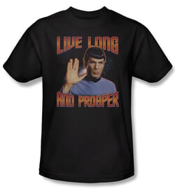 Star Trek Shirt Live Long And Prosper Adult Black Tee T-Shirt